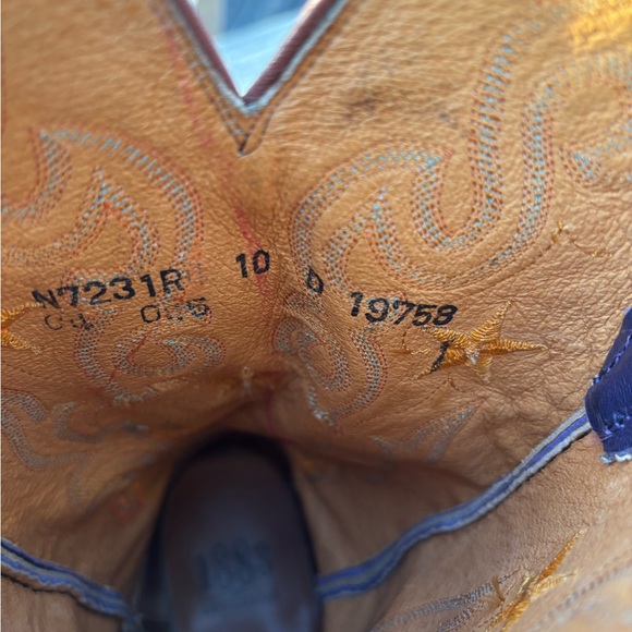 Lucchese Western Cowboy Leather Boots - Women’s size 10 D.  Blue with Stars - Picture 12 of 16